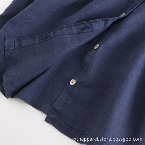 Ladies Spring 100% Linen Short Sleeve Shirt Blouse